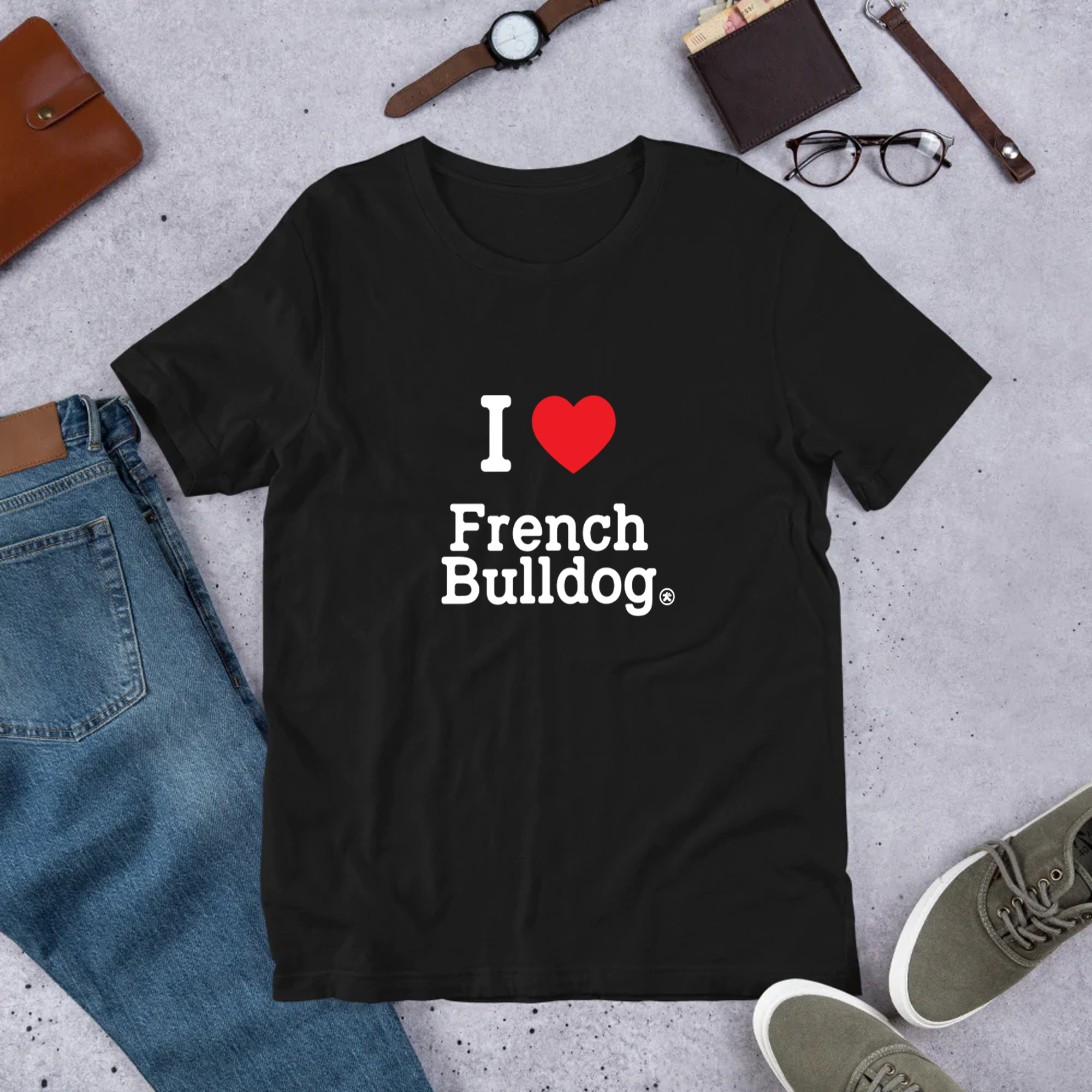 犬 tシャツ 犬イラスト フレンチ・ブルドッグが好き I Love French Bulldog